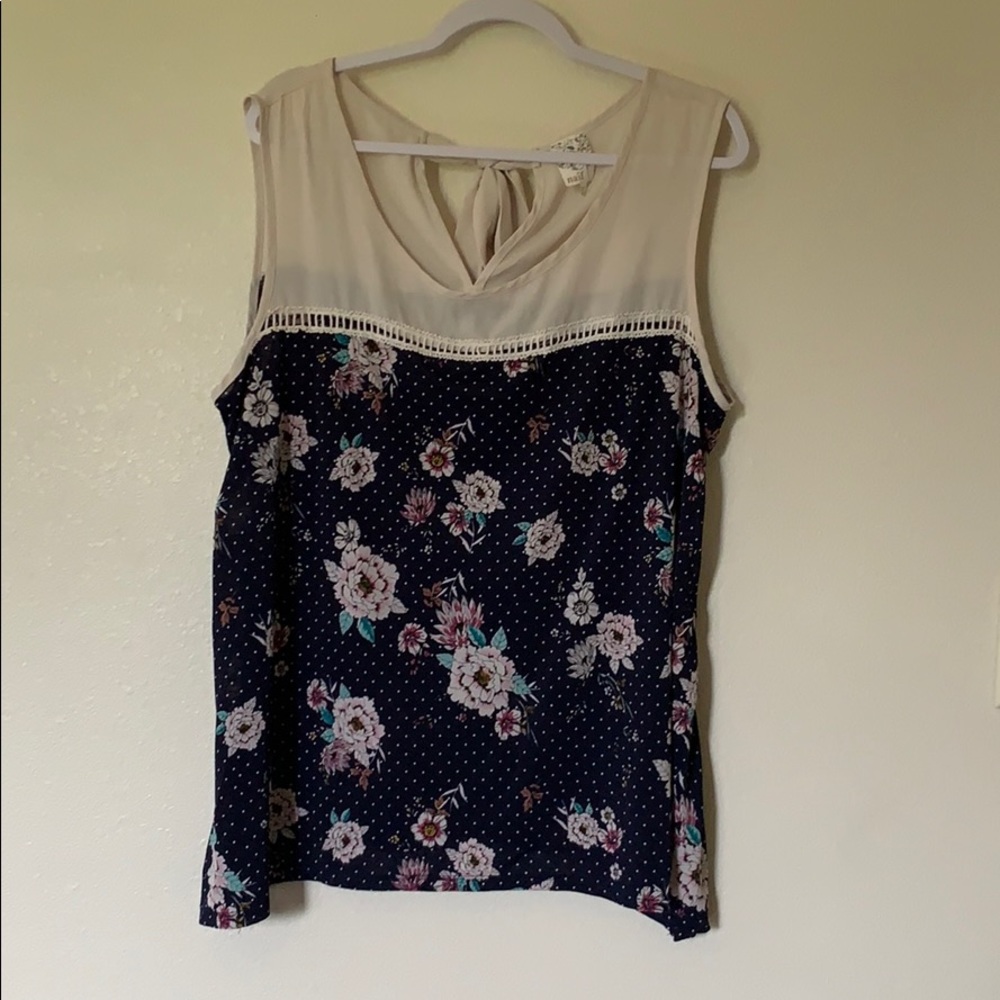 Dark blue floral blouse